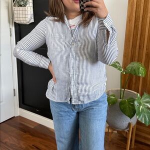 Club Monaco Gauze 100% cotton Striped Buttoned Front Shirt.